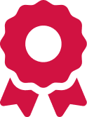 Red award ribbon icon with two pointed ends.