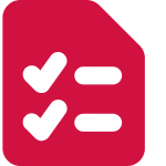 Icon of a red document with two checkmarks and lines, resembling a checklist.