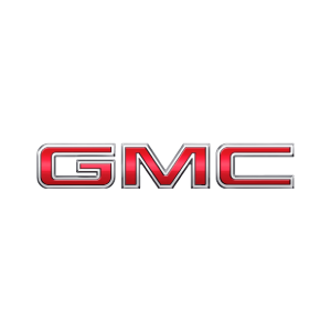 A red and silver gmc logo on top of a white background.