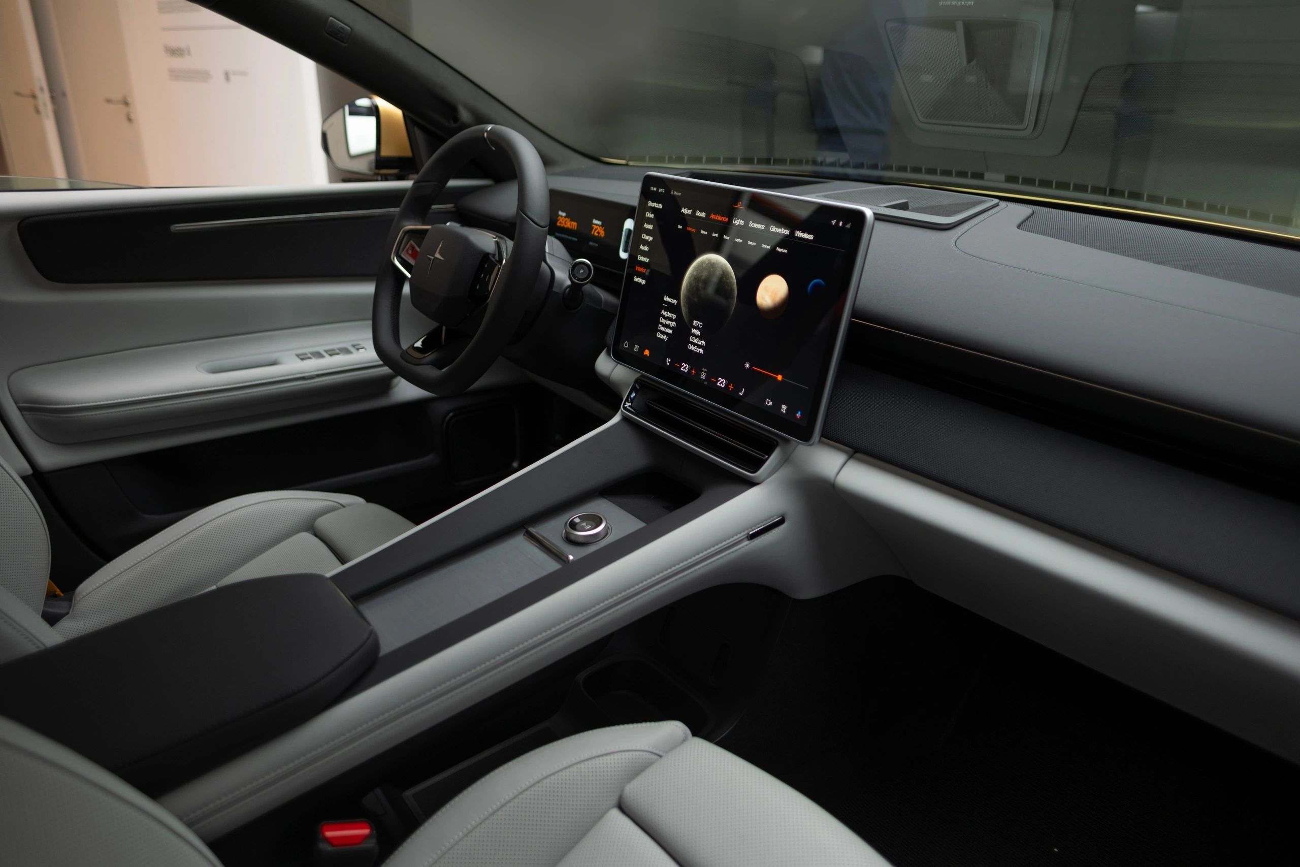 modern and stylish interior Polestar 4 upcoming all-electric SUV coupe by Polestar's futuristic cockpit, driving experience, Volvo subsidiary, Frankfurt, Germany - April 18, 2024 (modern and stylish interior Polestar 4 upcoming all-electric SUV coupe