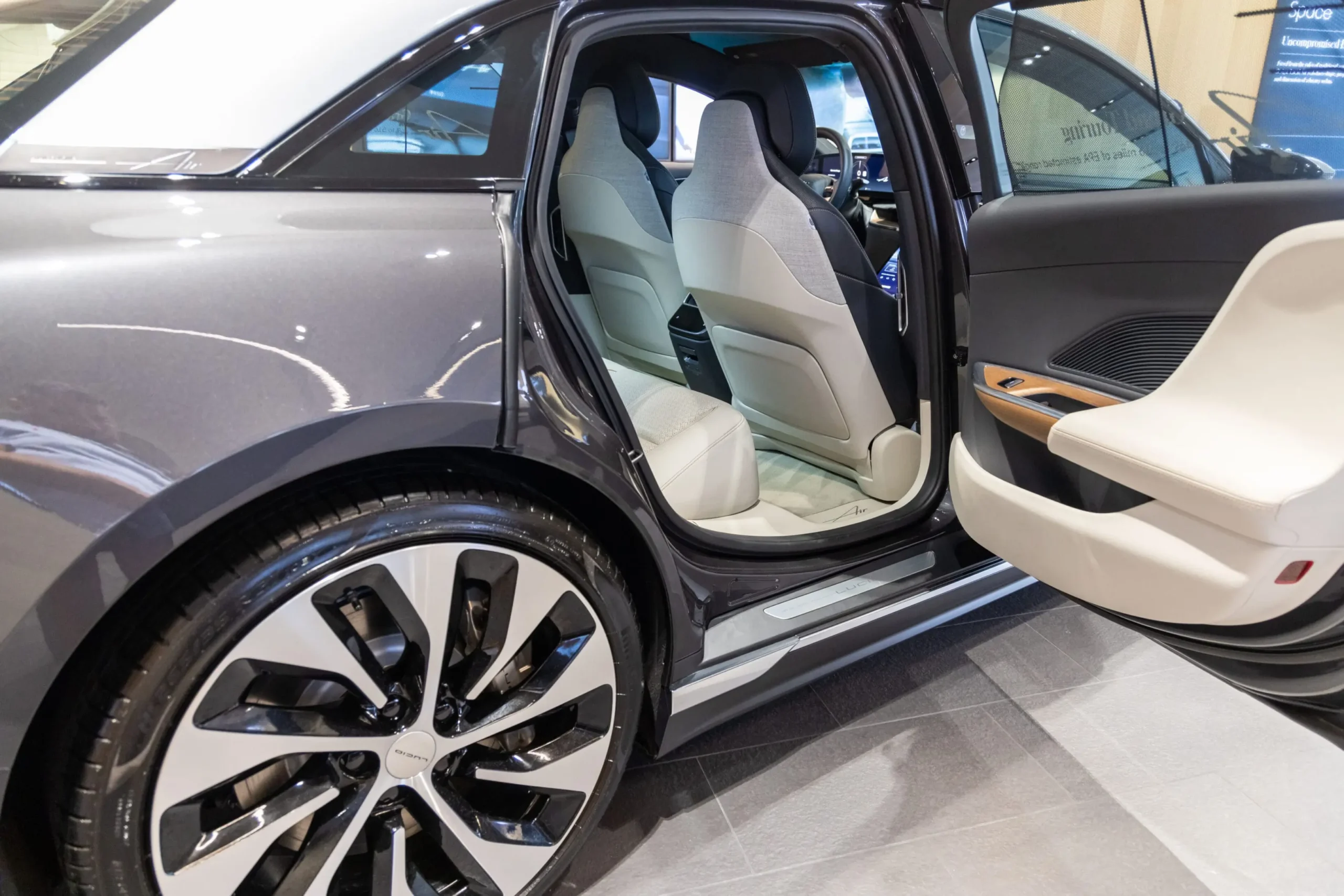 A Lucid car at a Lucid certified shop near Manhattan Beach, CA